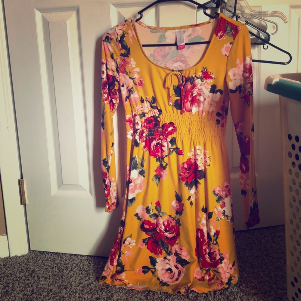 Beautiful Mustard and Floral Dress